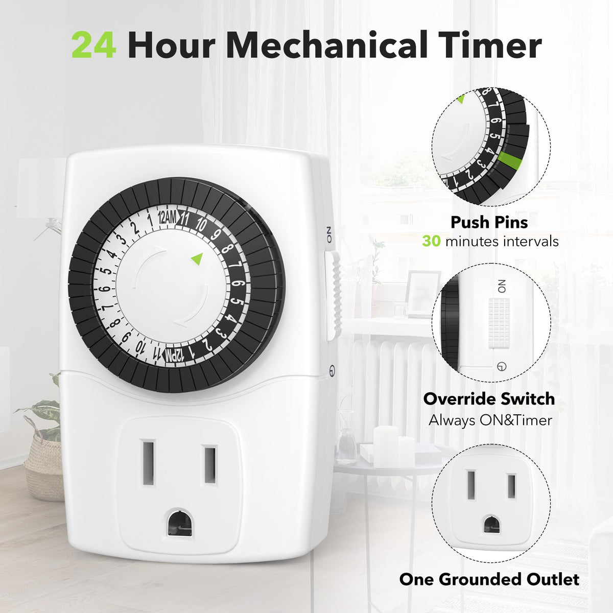 BN-LINK BND-60/U47 Indoor Mechanical Outlet Timer, 2 Pack