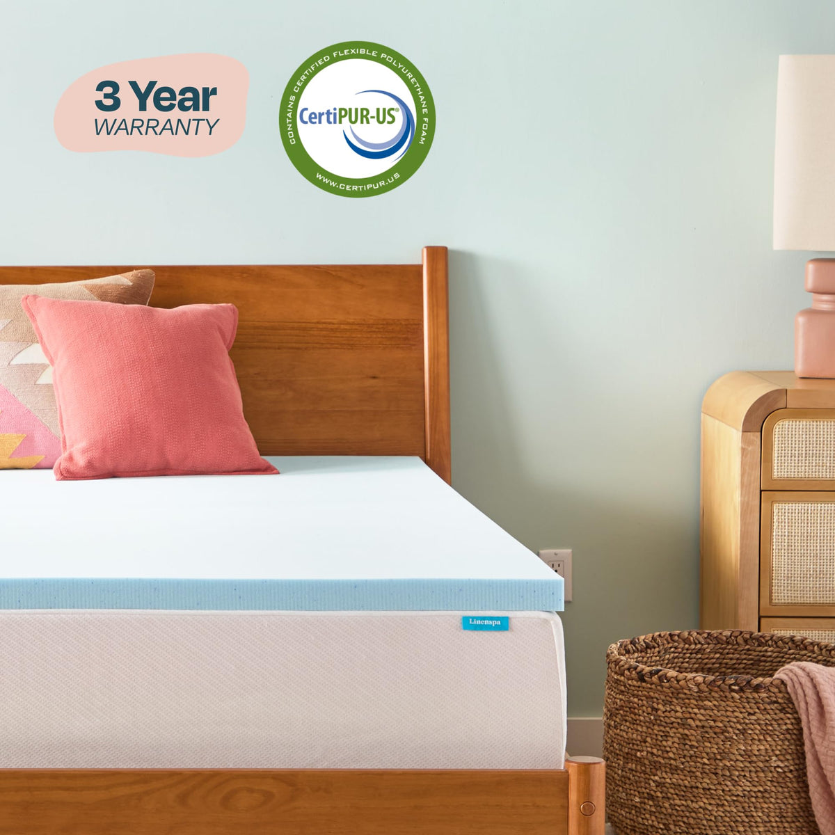 Linenspa 2 Inch Gel Memory Foam Mattress Topper, King