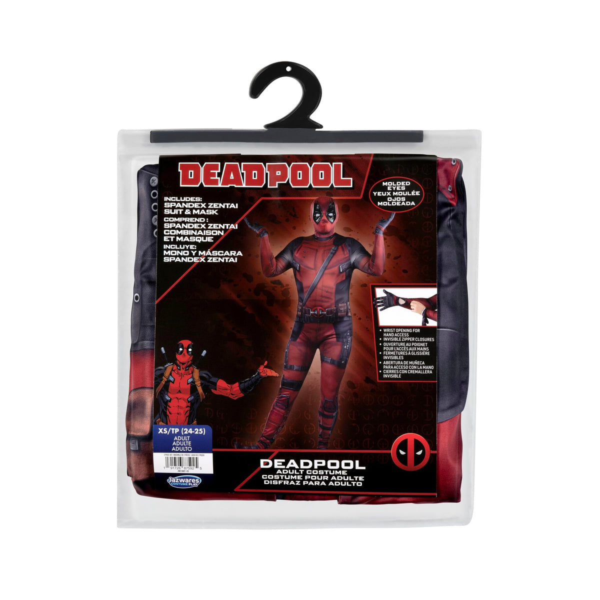 Marvel Deadpool Adult Deluxe Zentai Costume, XS