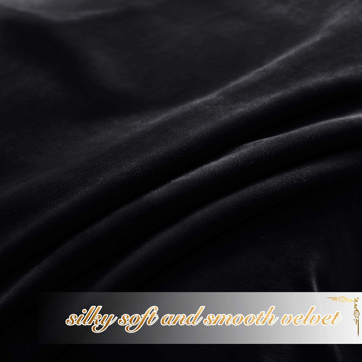 NICETOWN Black Velvet Curtains, 2 Panels, 52 x 84 Inch