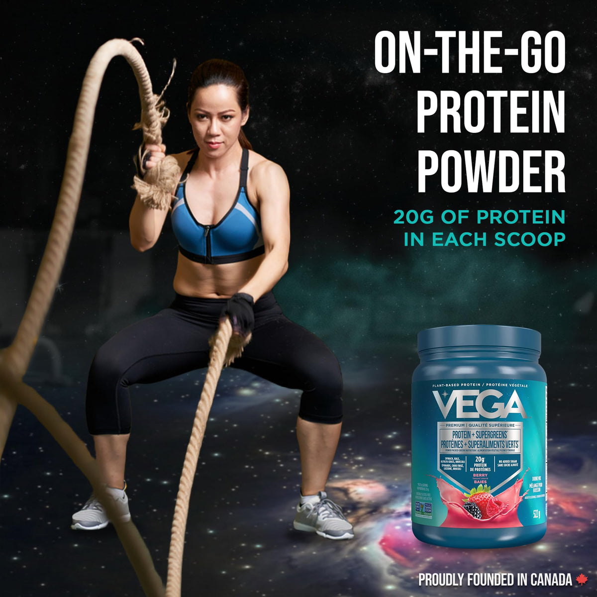 Vega Protein + Supergreens Plant-Based Protein Powder, Berry, 522 g