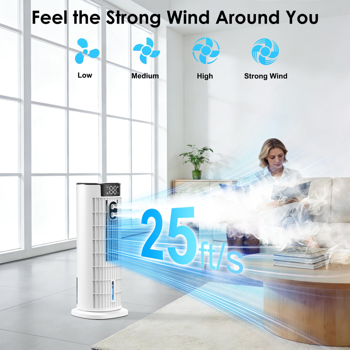 Portable Air Conditioner,1000ML Tower Fan with Remote