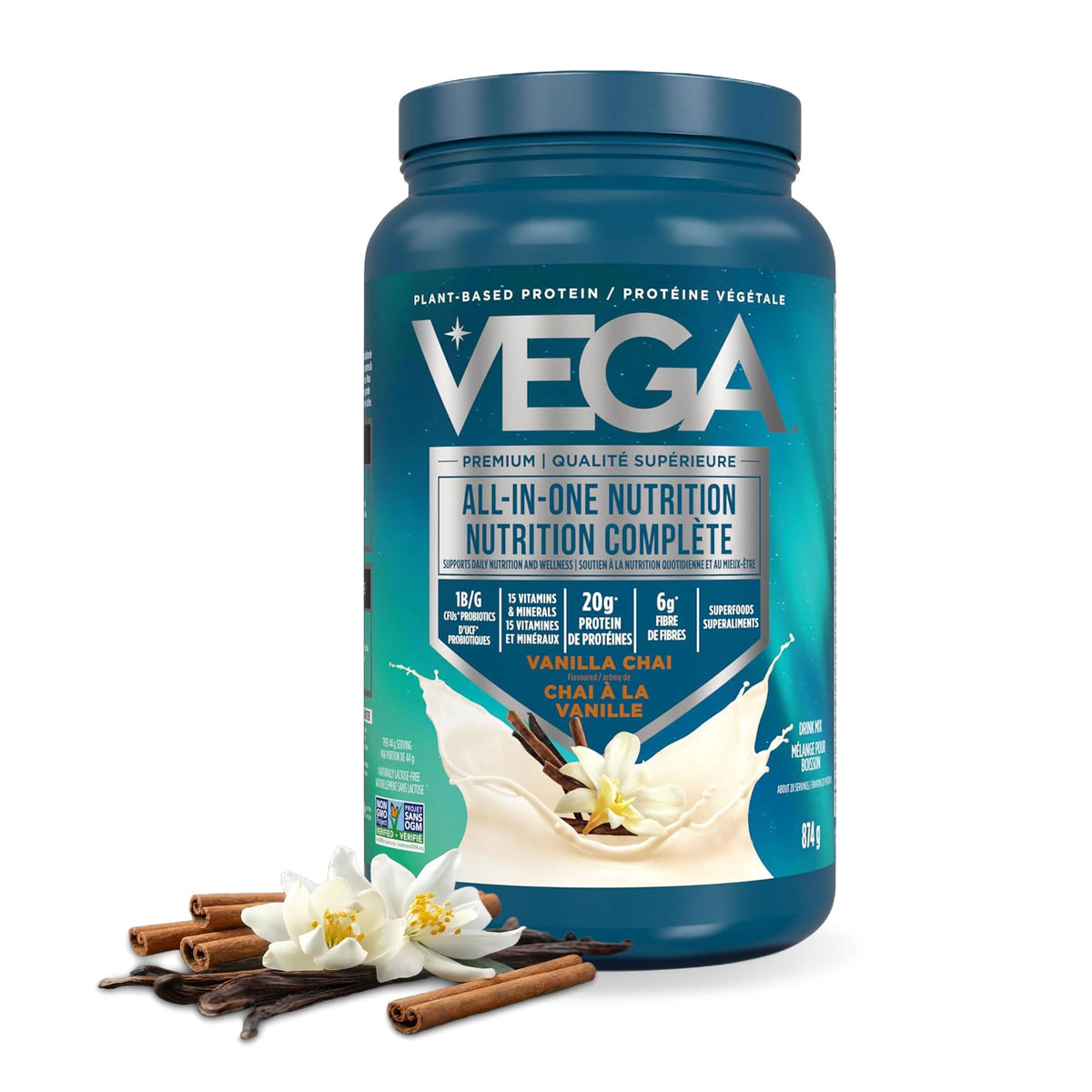 Vega Premium All-in-One Protein Powder, Vanilla Chai, 874 g