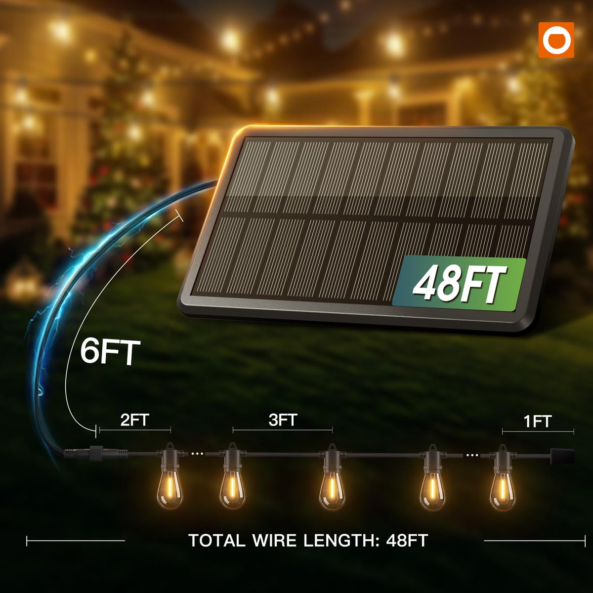 addlon Solar String Lights with Remote & USB Port, 54 ft