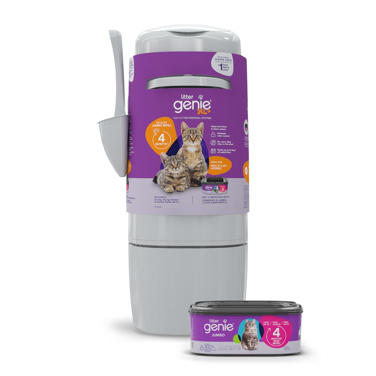 Litter Genie XL+ Pail with Refill, Scoop & Holder