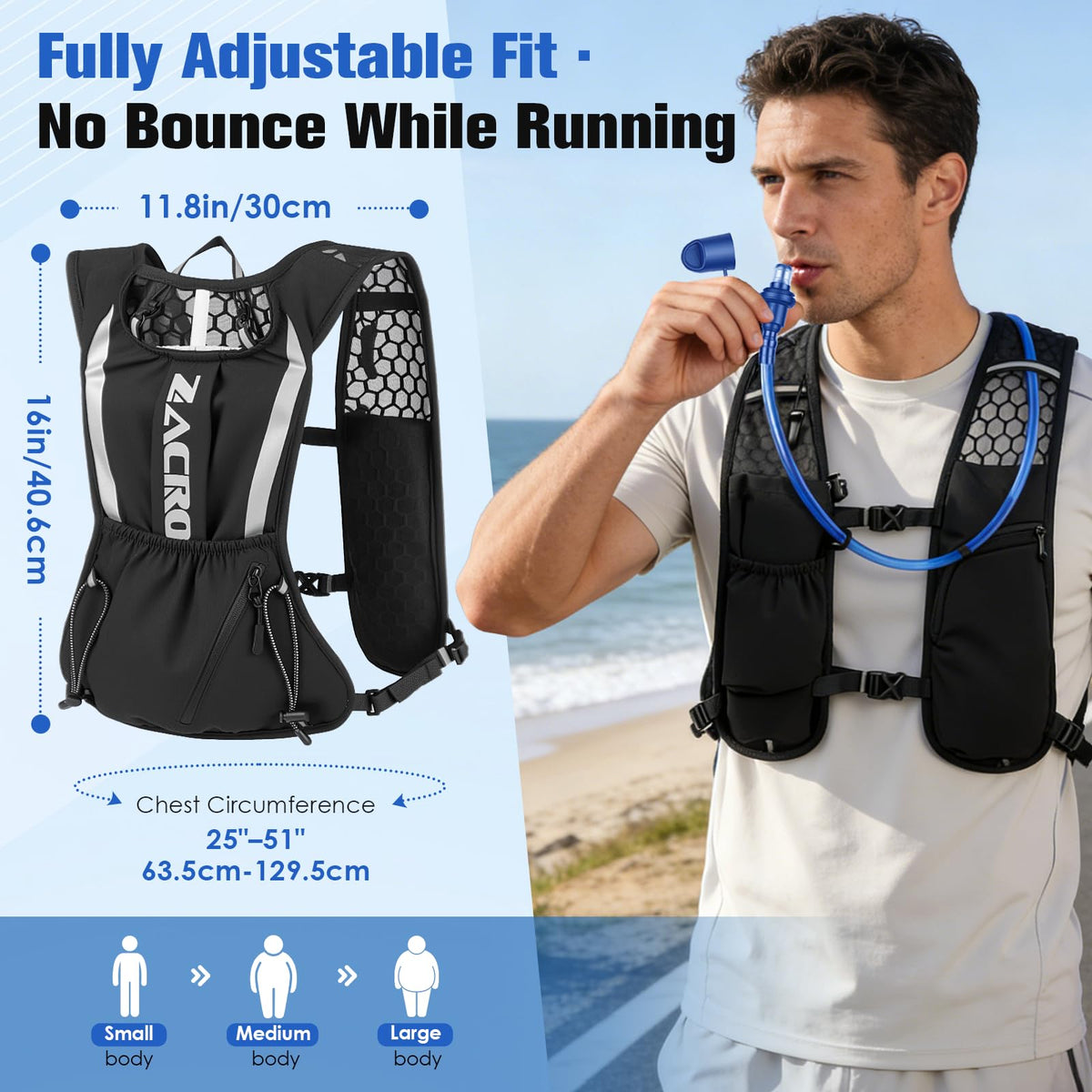Zacro Running Hydration Vest with 2L Water Bladder