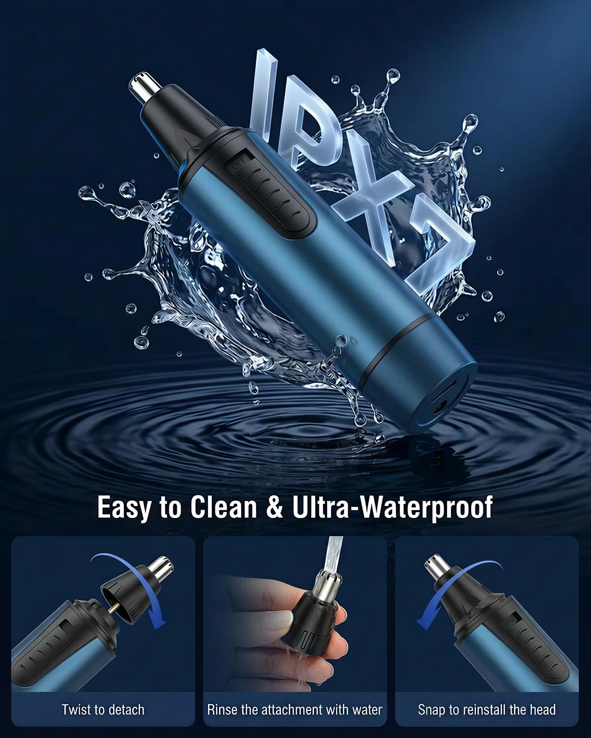 Rechargeable Ear and Nose Hair Trimmer, Waterproof