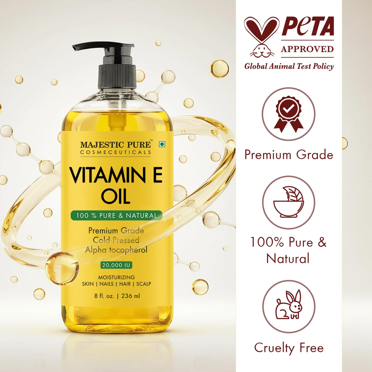 Majestic Pure Vitamin E Oil, 20,000 IU, 8 fl oz