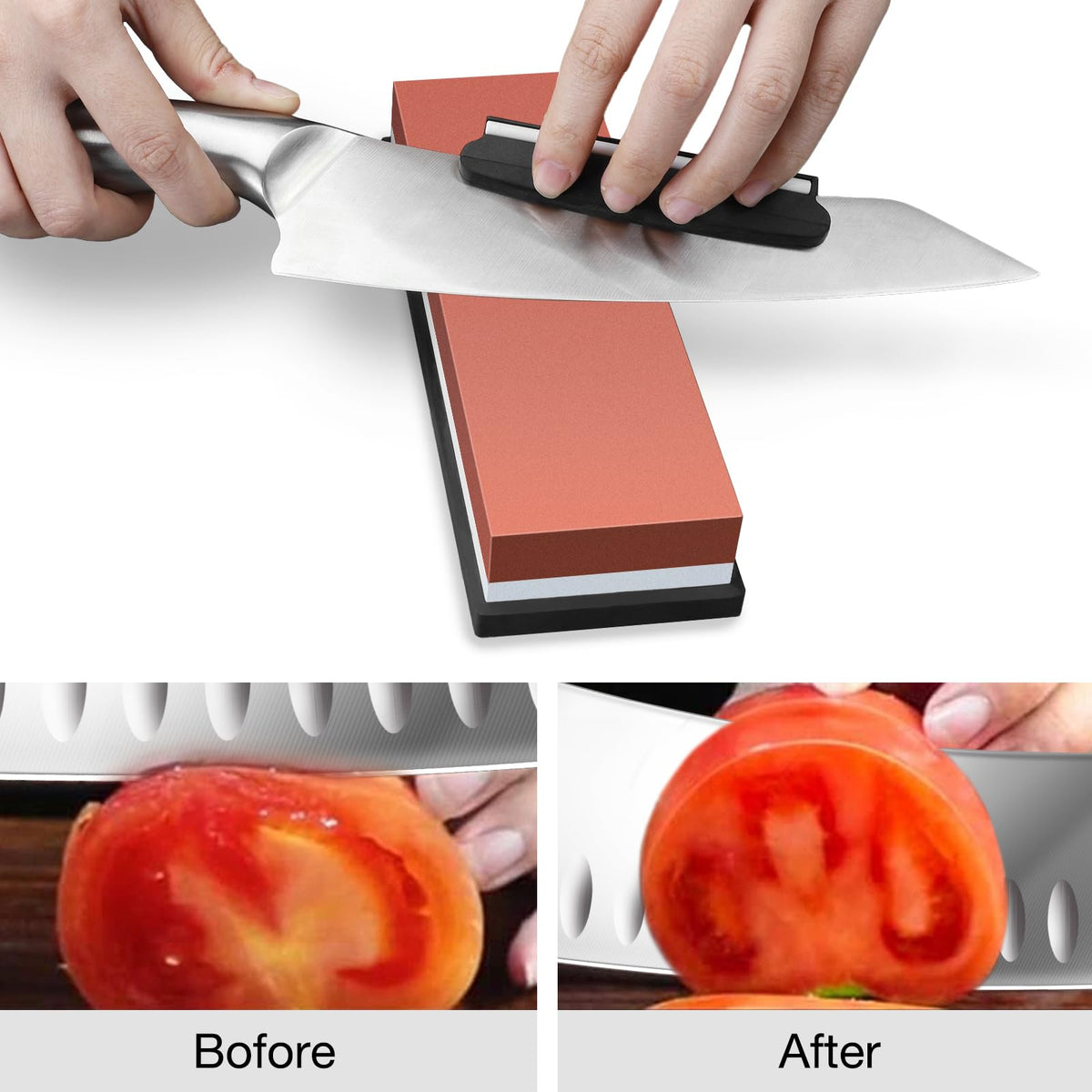 DDF iohEF Whetstone Knife Sharpening Stone, 1000/6000 Grit, Red