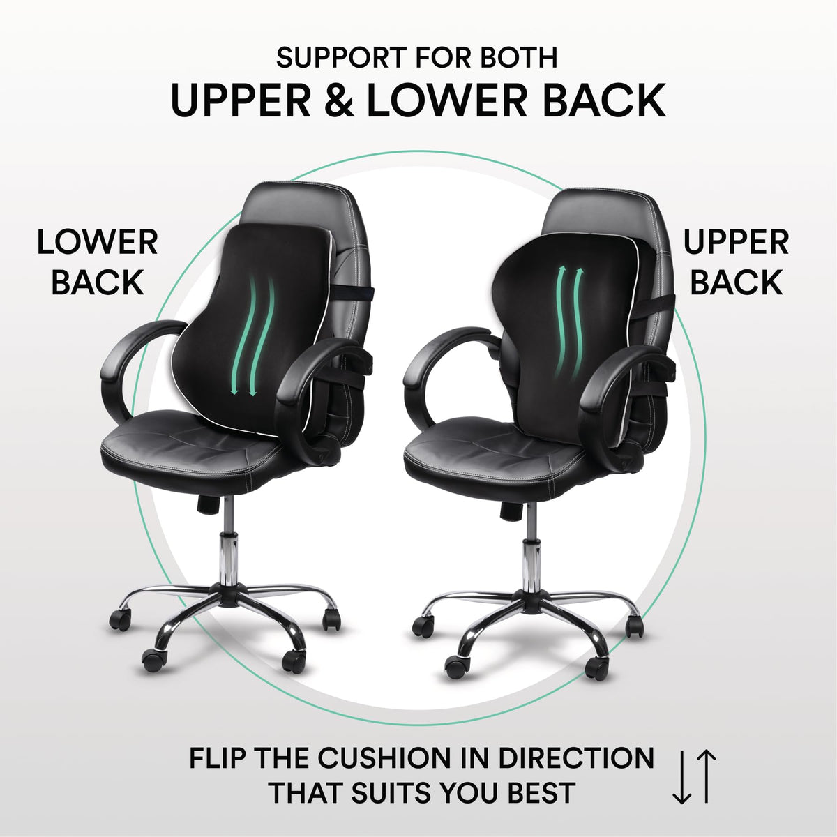 ObusForme Memory Foam Lumbar Cushion with Dual Straps, Black