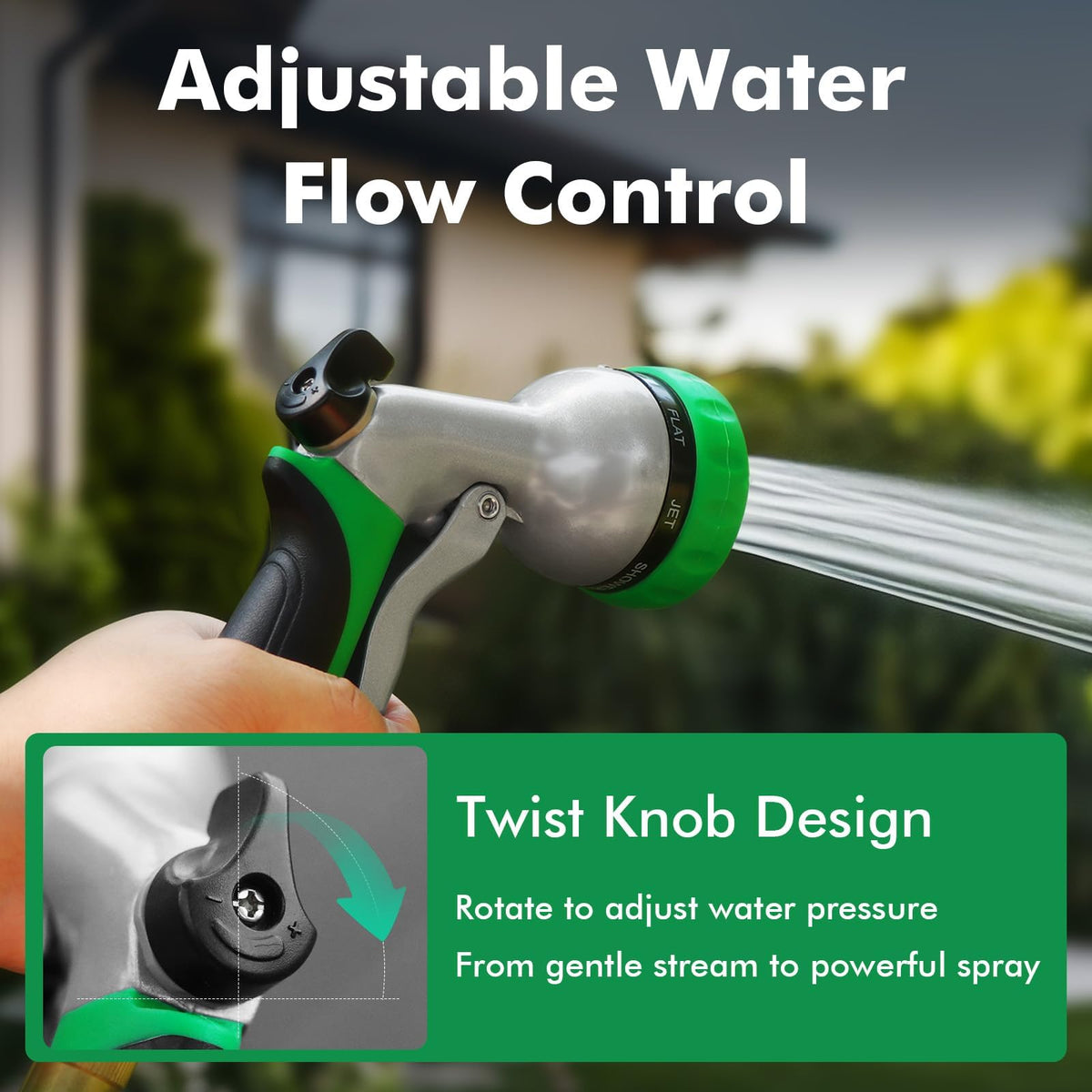RESTMO Metal Garden Hose Nozzle, 7 Spray Patterns