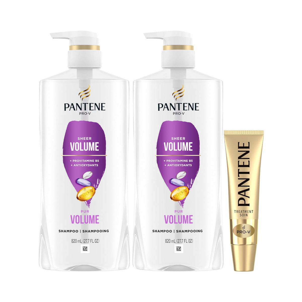 Pantene Pro-V Volume & Body Shampoo Twin Pack, 820 mL Each + 15 mL