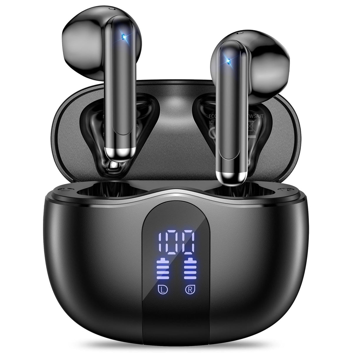 Bluetooth 5.4 Wireless Earbuds with LED Charging Case, Deep Blue