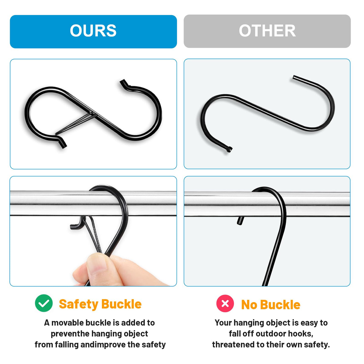 Heavy Duty S Hooks for Hanging, Black, 3.5 in, 17 Pcs