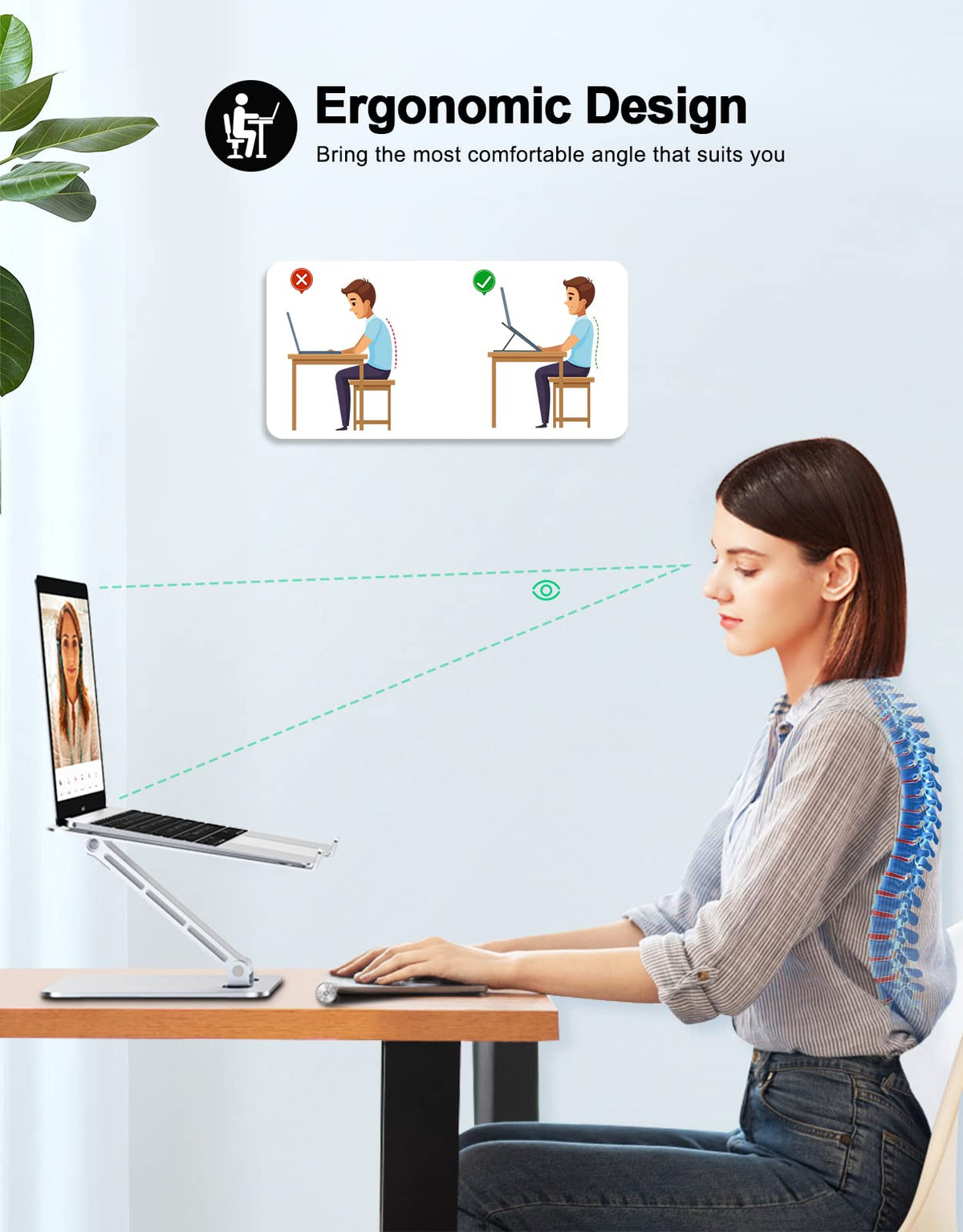 Zewwen Foldable Aluminium Laptop Stand with Heat Vent, 10-16 in