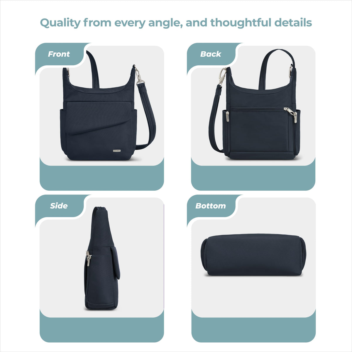 Travelon Anti-Theft Classic Messenger Bag, Midnight