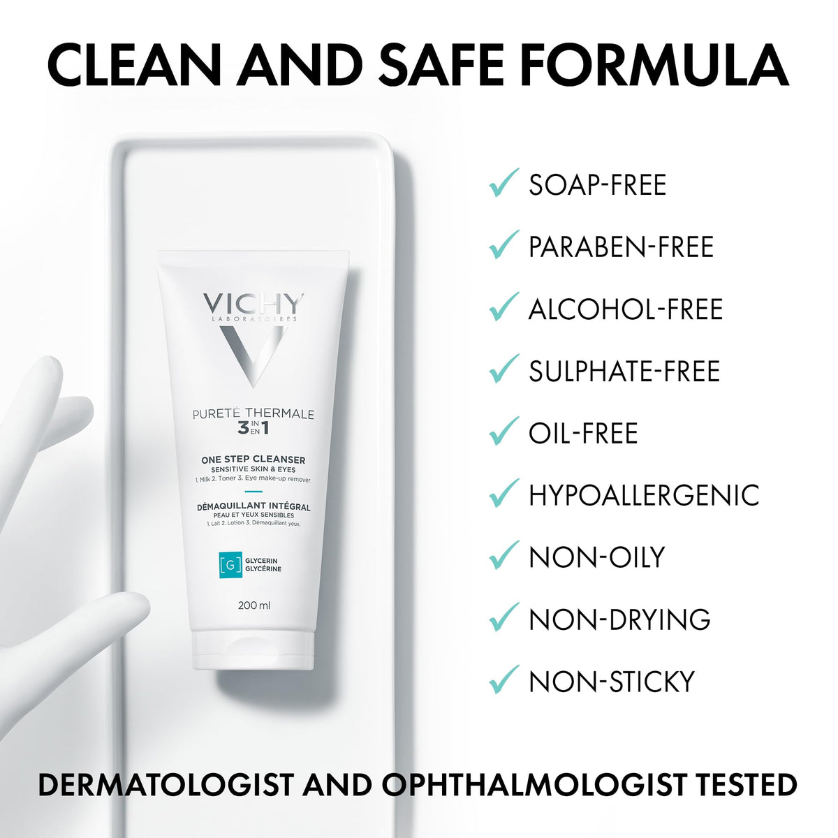 Vichy Gentle Facial Cleanser and Makeup Remover, 200 mL