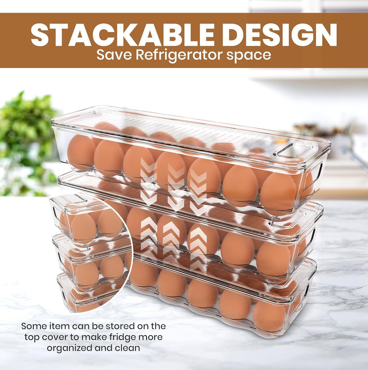 Kichly Egg Basket for Fridge with Lid, 14 Eggs, 2 Pack