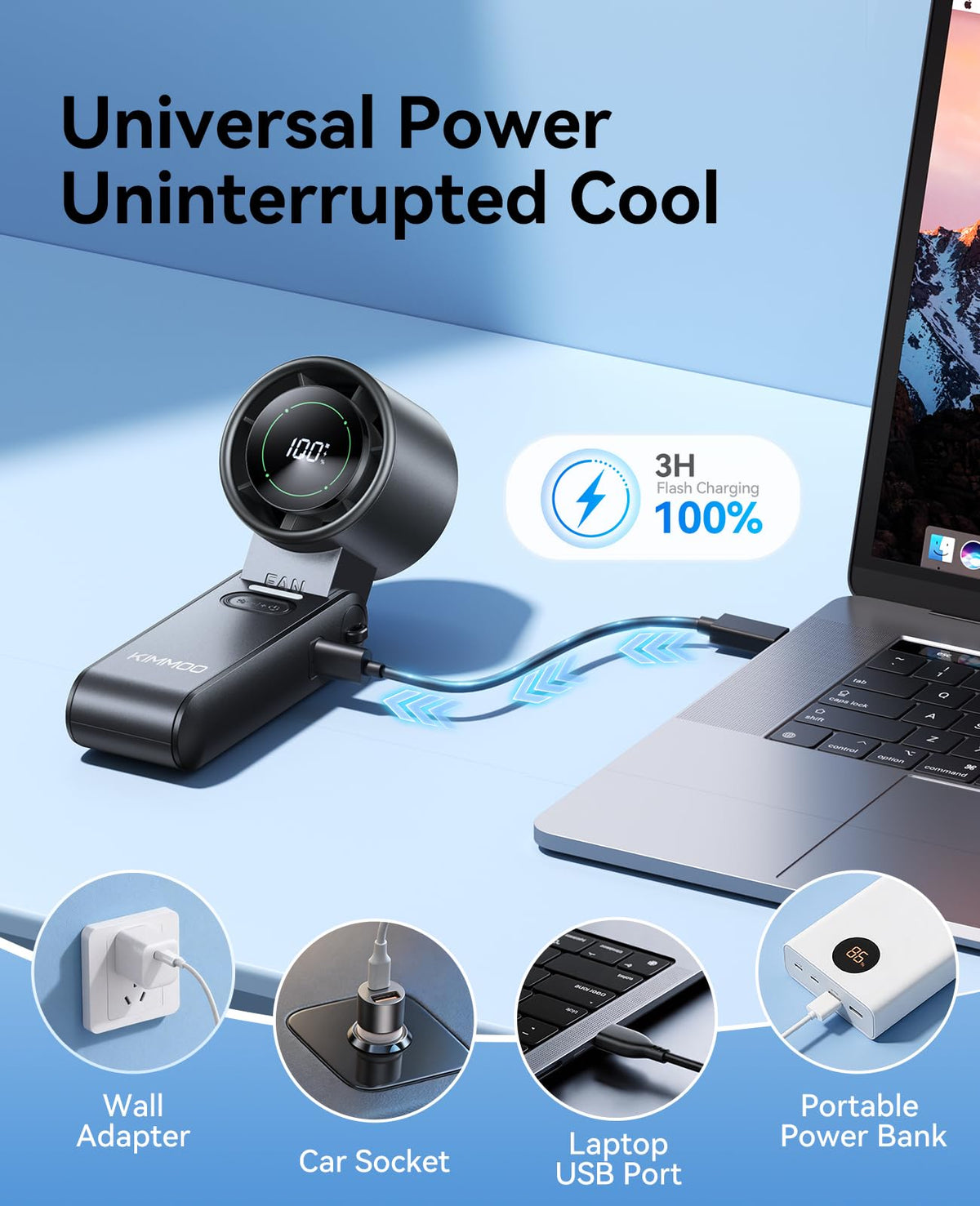 KIMMOO 3-in-1 Portable Handheld Turbo Fan -100 Speeds