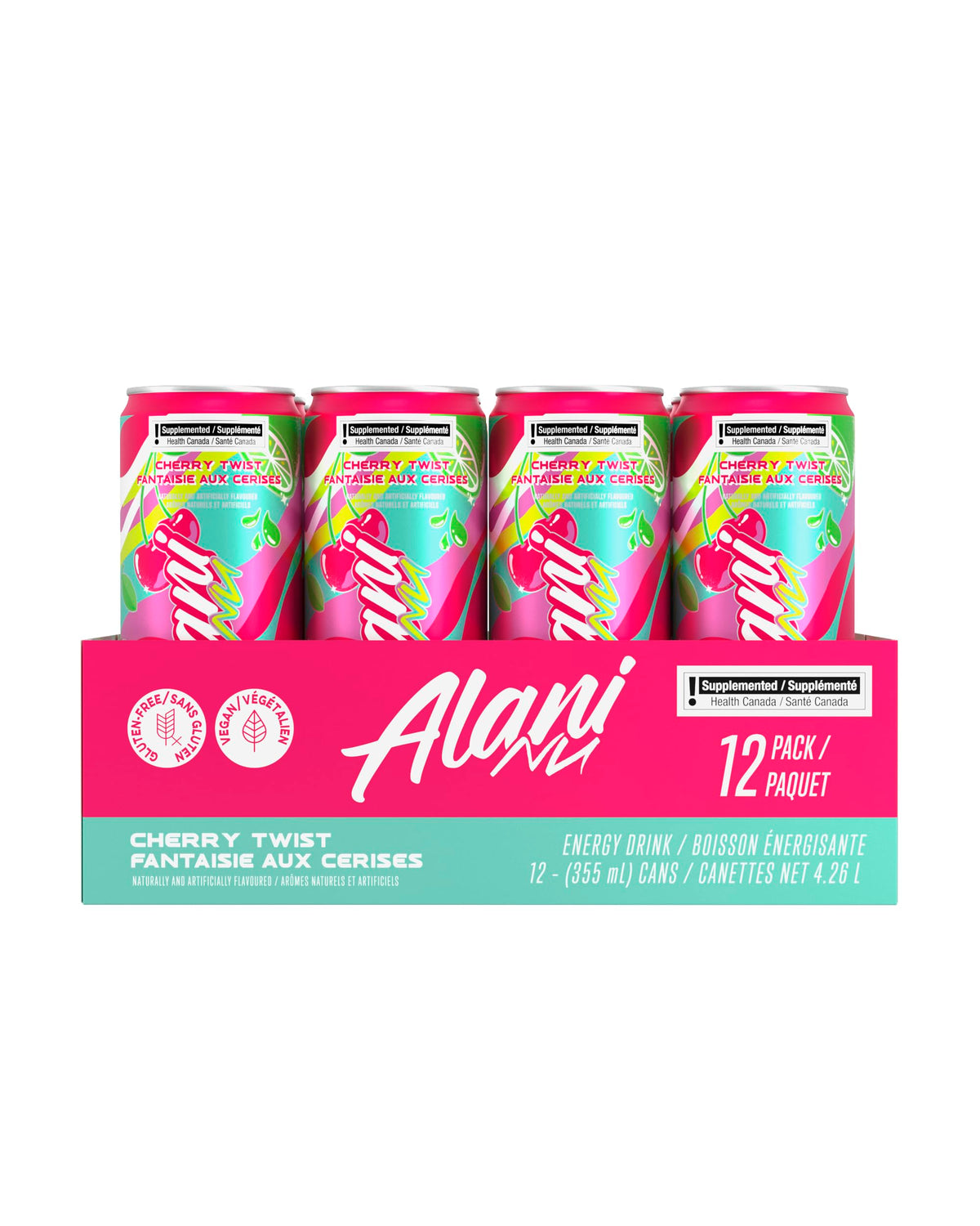Alani Nu Sugar-Free Energy Drink, Cherry Twist, 355mL, 12 Pack