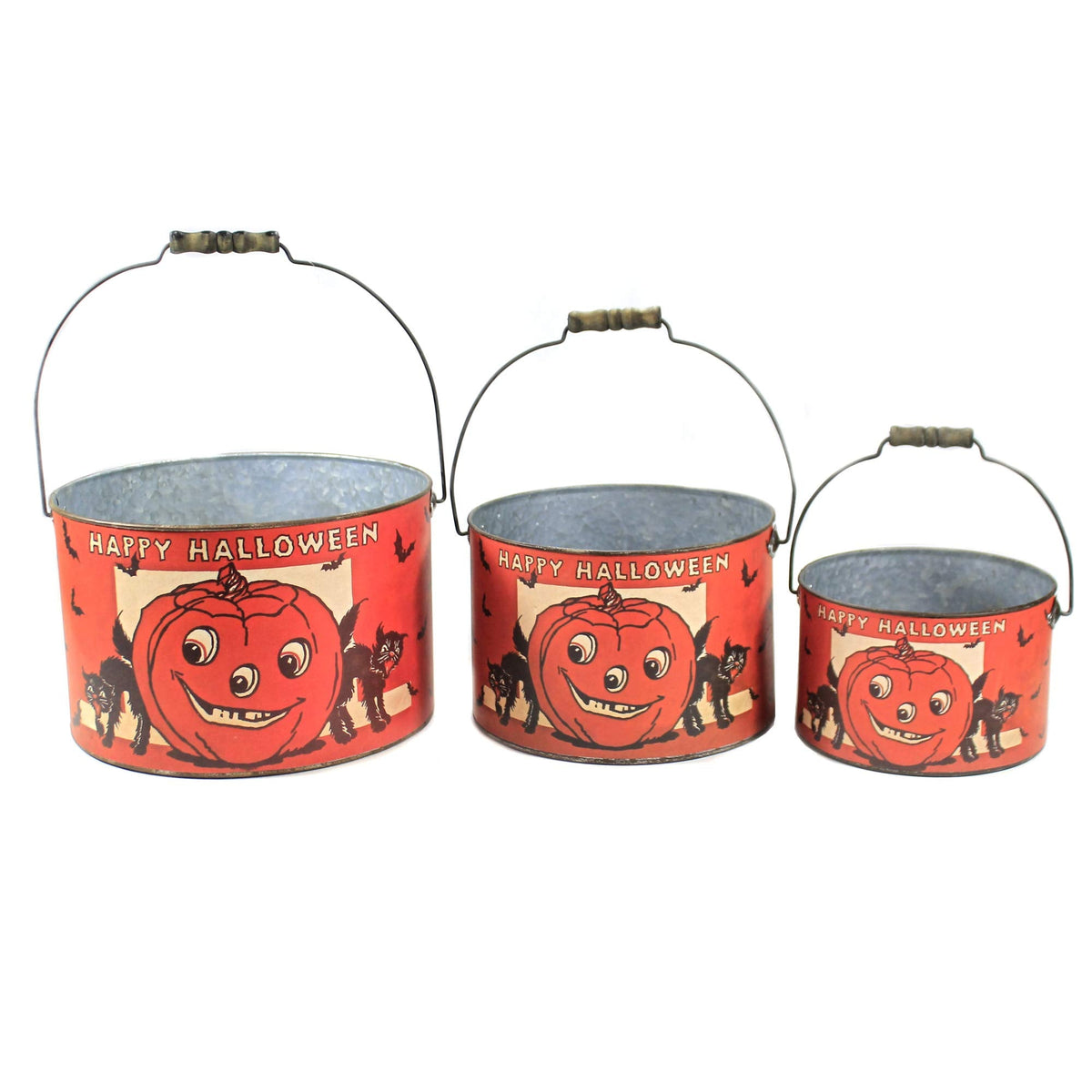 Primitives by Kathy Happy Halloween Decorative Bucket Set of 3
