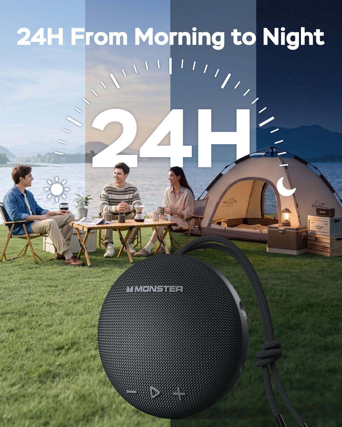 Monster IPX8 Waterproof Bluetooth 5.4 Shower Speaker