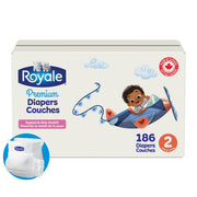 Royale Premium Diapers, Size 2 (12-18 lb), 186 Count