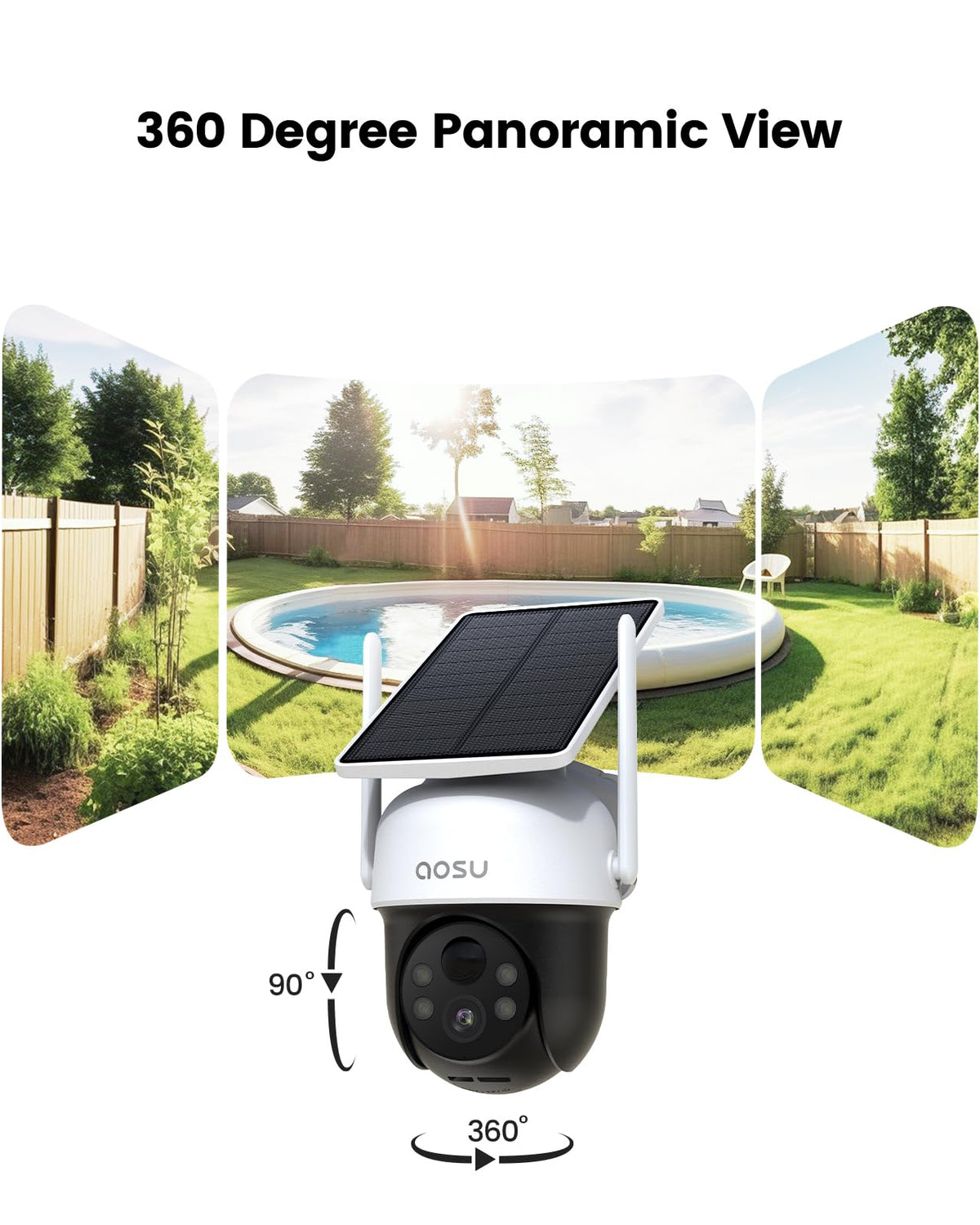 AOSU Wire-Free Solar Outdoor Security Camera, 2K, 1 Pack