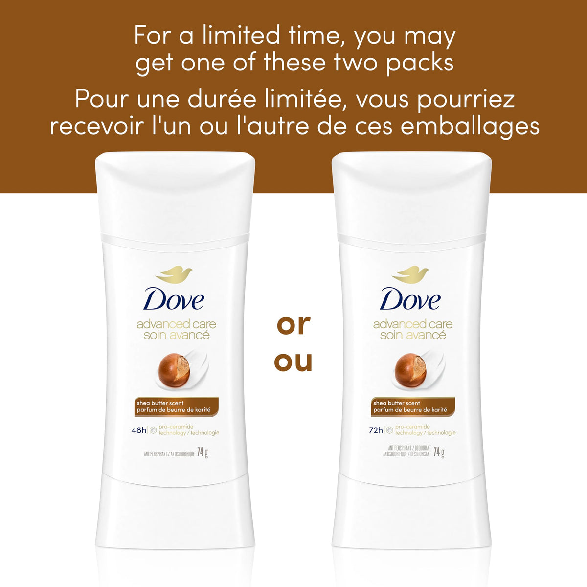 Dove Advanced Care Women's Antiperspirant Stick, 74 g, 3 Pack