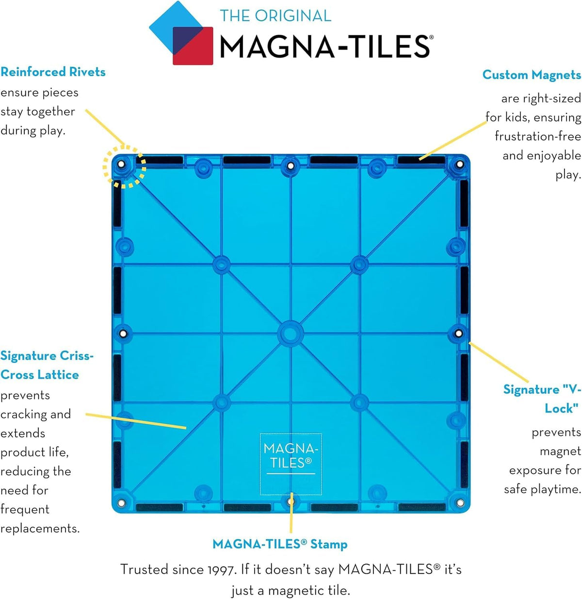 Magna-Tiles Clear Colors 100 Piece Set, 04300