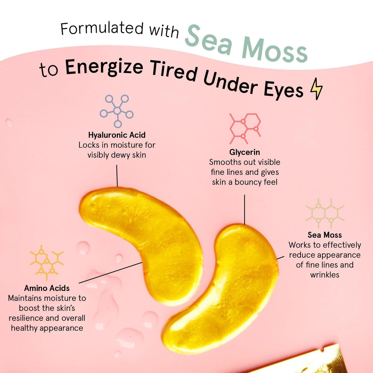 grace & stella Gel Under Eye Masks, Gold, 24 Pairs