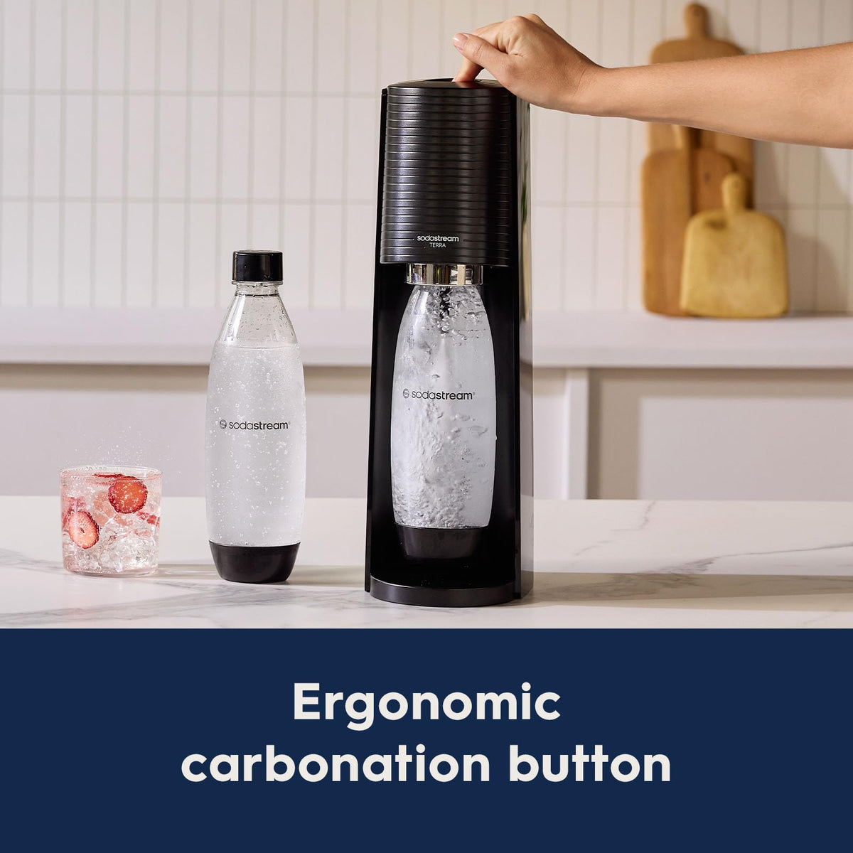 SodaStream Terra Sparkling Water Maker, Blue, CO2 Cylinder, 1 L Bottle