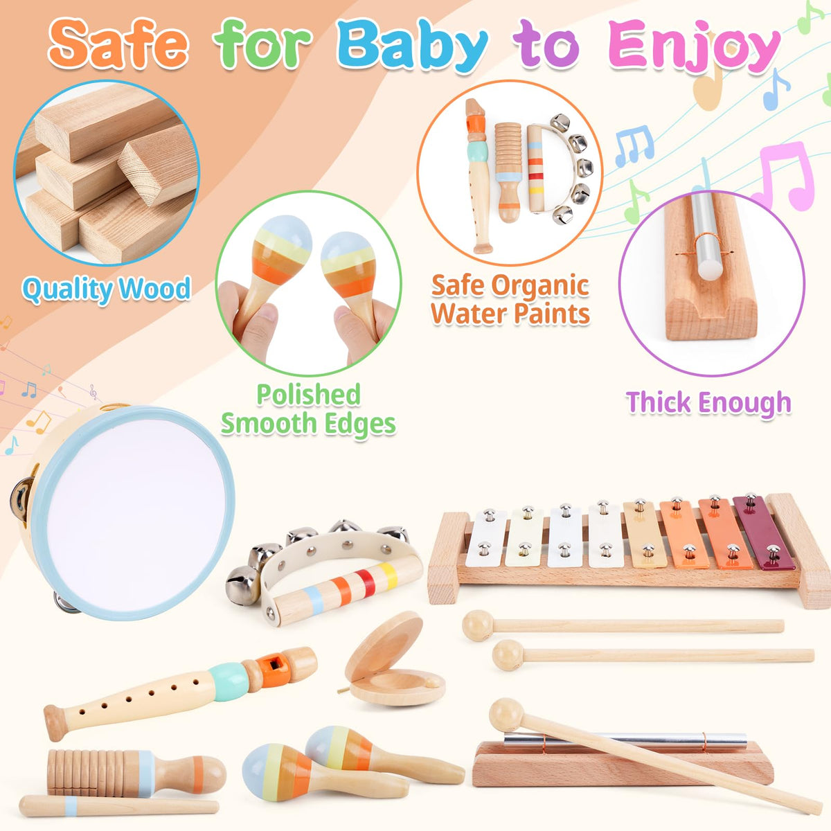 Wooden Musical Instruments Set for Toddlers