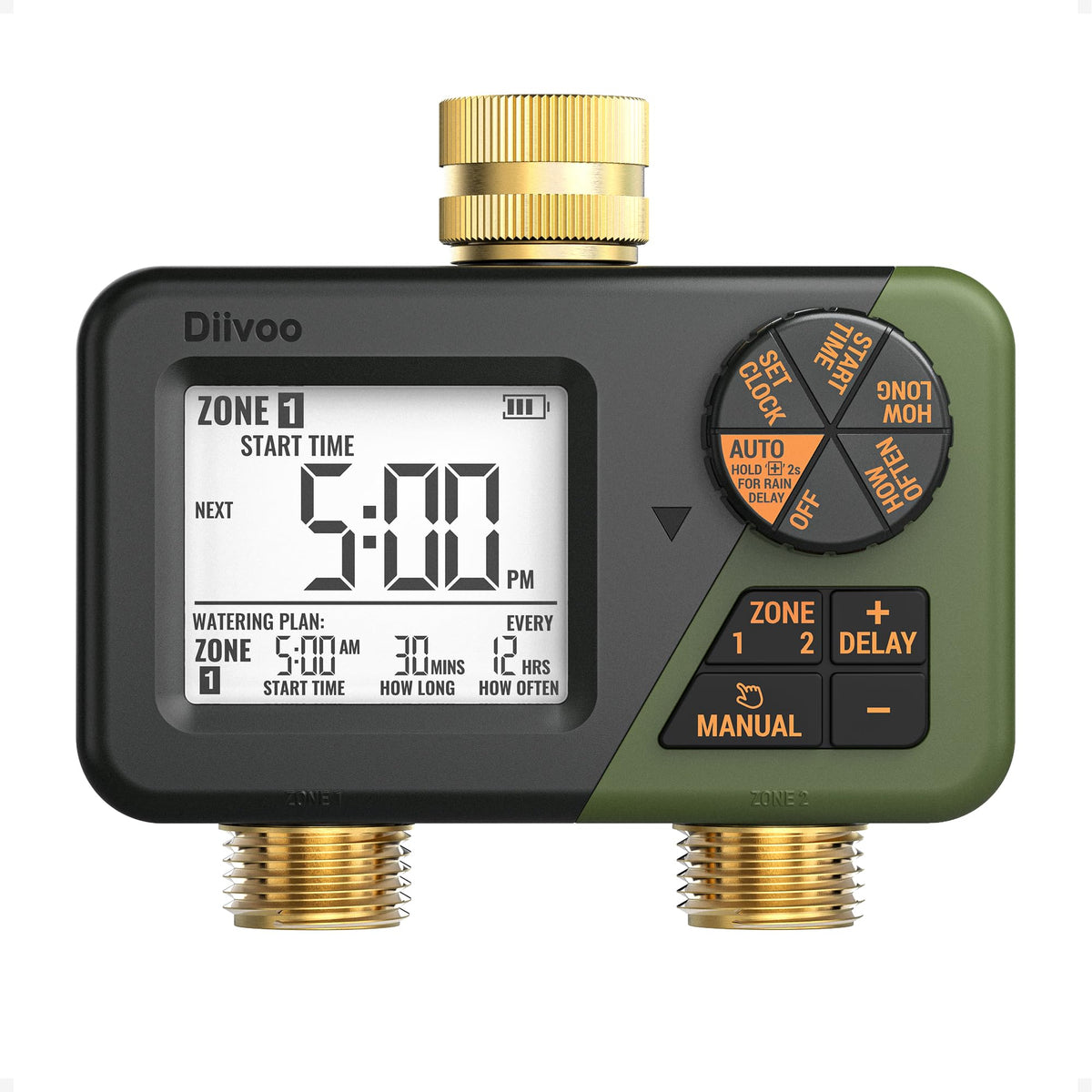 Diivoo 2 Zone Water Timer for Garden Hose, Programmable