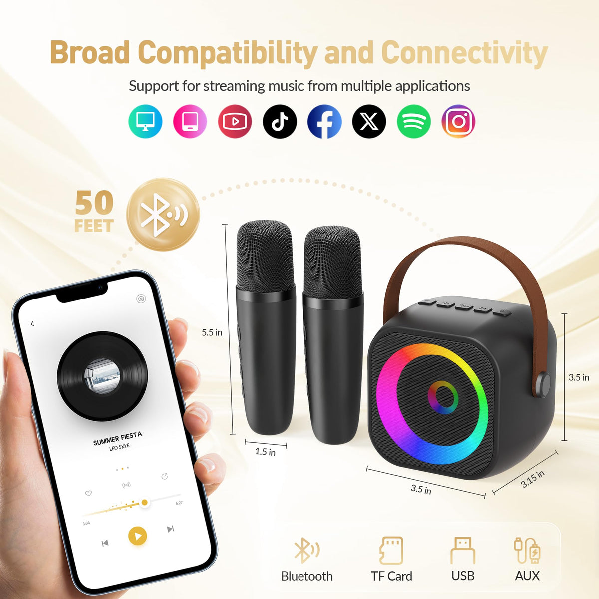 BEILIHART Mini Karaoke Machine with 2 Wireless Microphones