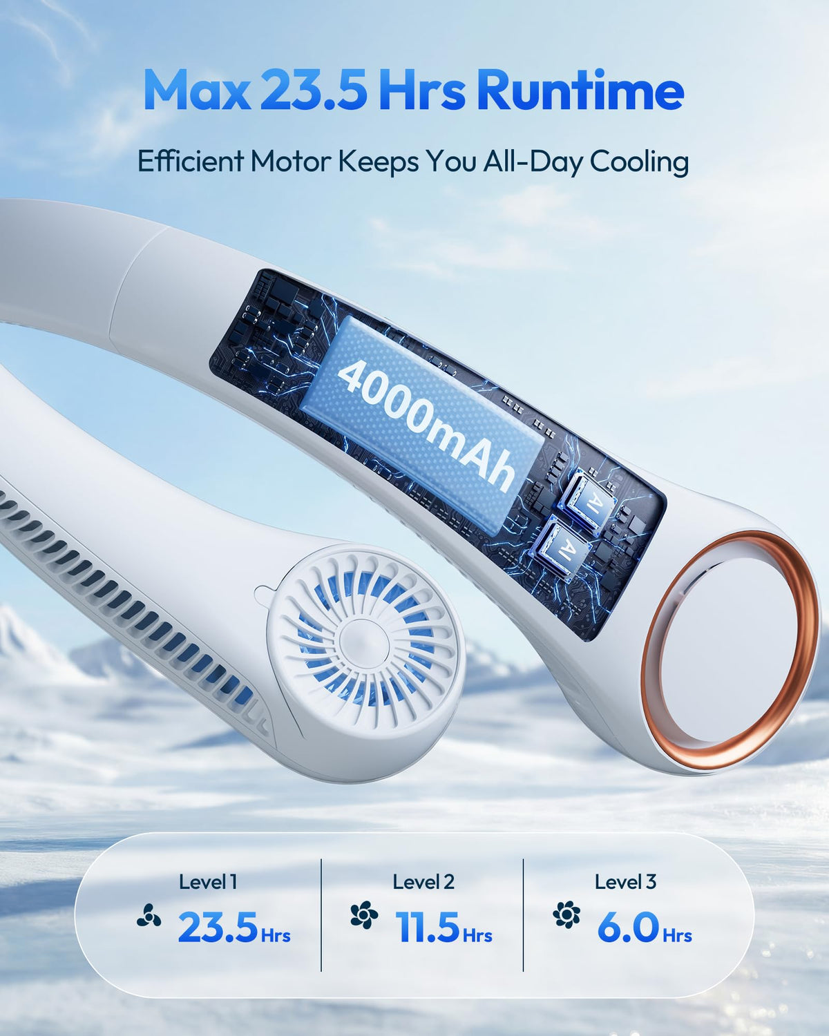 Gaiatop Portable Neck Fan Rechargeable, Hands-Free Cooling