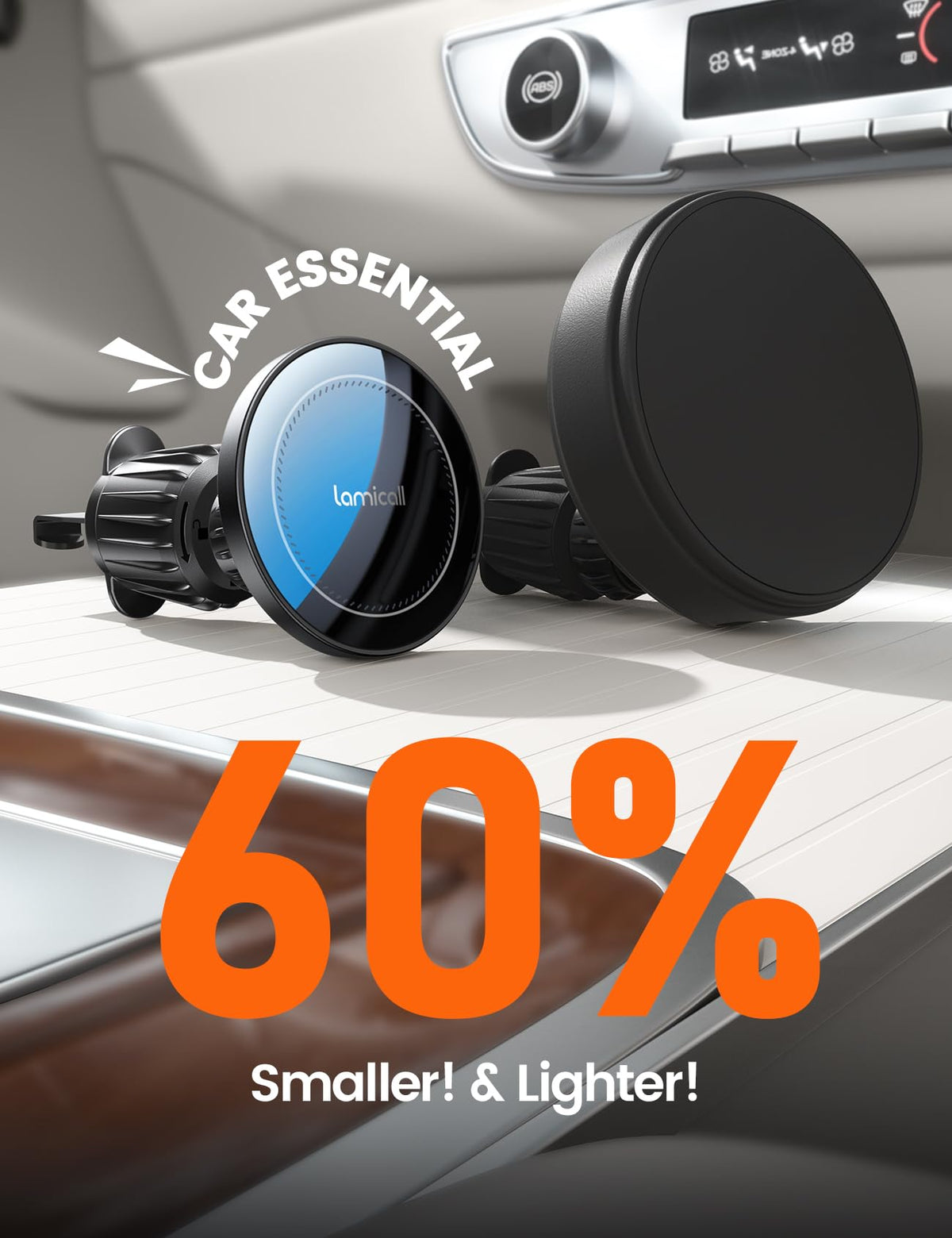 Lamicall 15W MagSafe Wireless Car Mount Charger, Vent and Dashboard