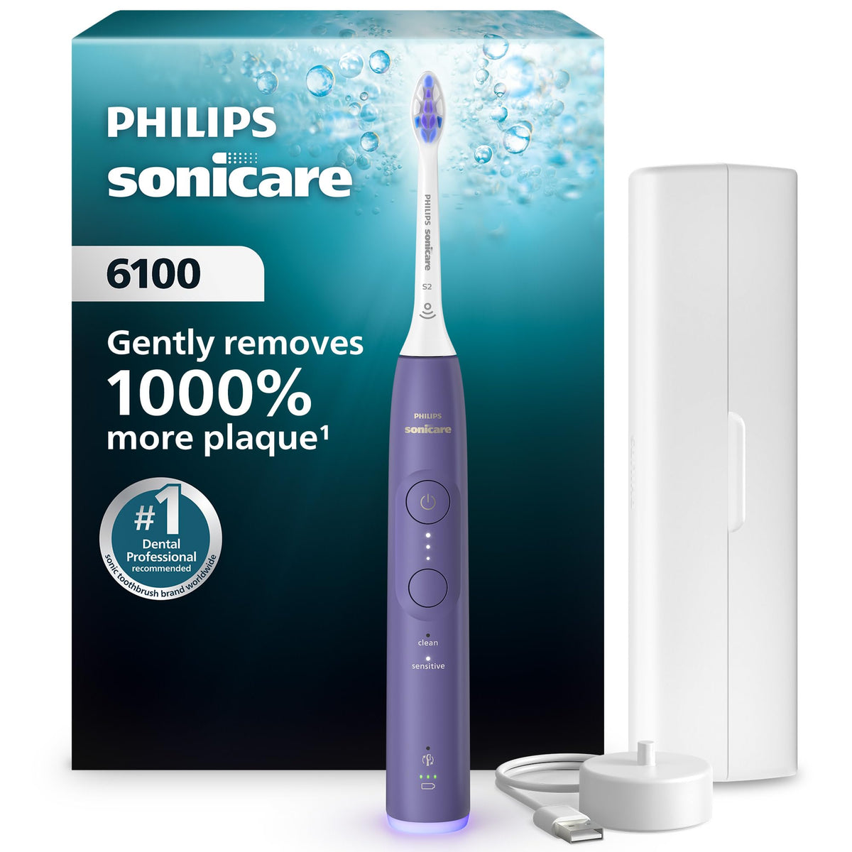 Philips Sonicare 6100 Rechargeable Electric Toothbrush, Plum