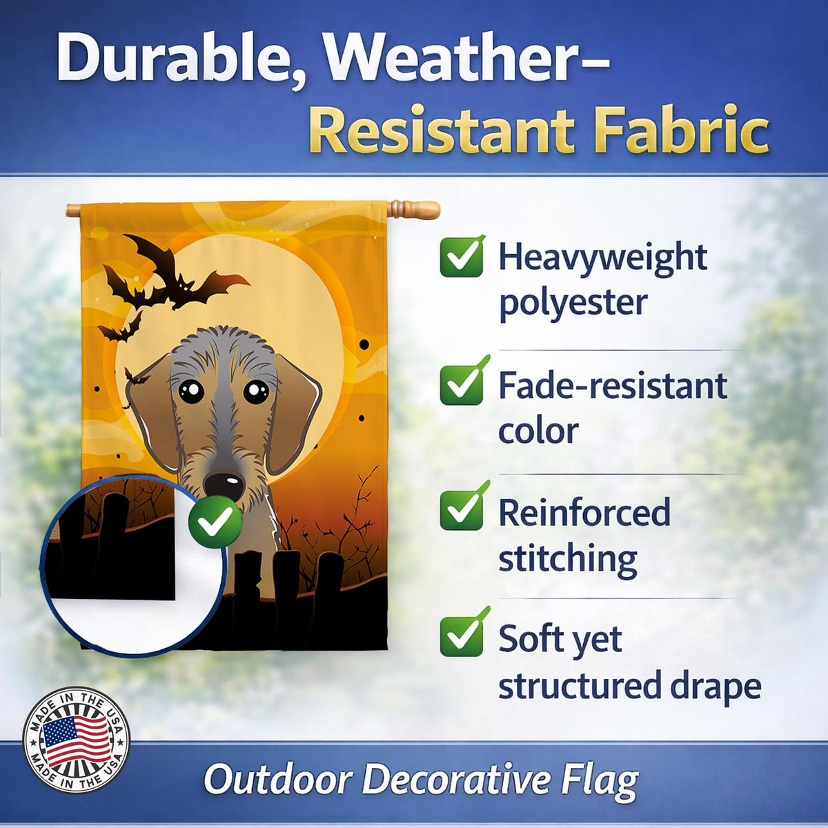 Caroline's Treasures Halloween Wirehaired Dachshund House Flag, Large