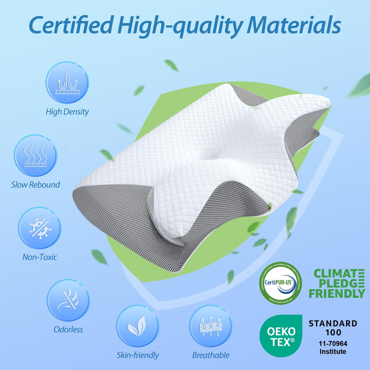 HOMCA Memory Foam Cervical Pillow, Gray