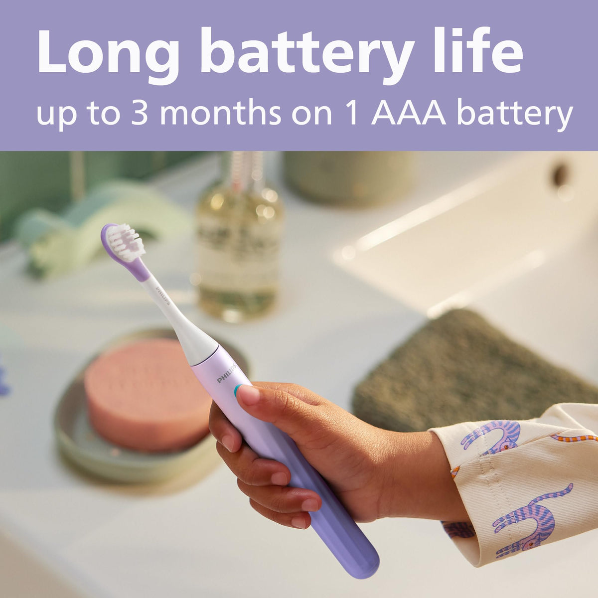 Philips One for Kids by Sonicare Toothbrush, Purple (HY1130/01)