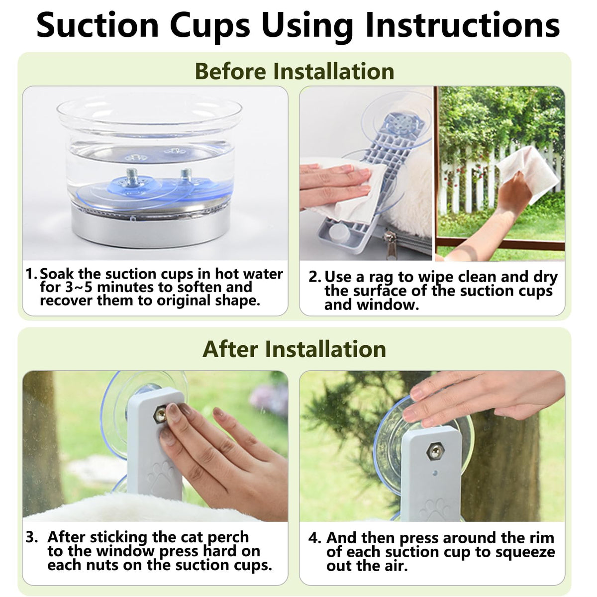 AMOSIJOY Cordless Cat Window Perch with Suction Cups, White