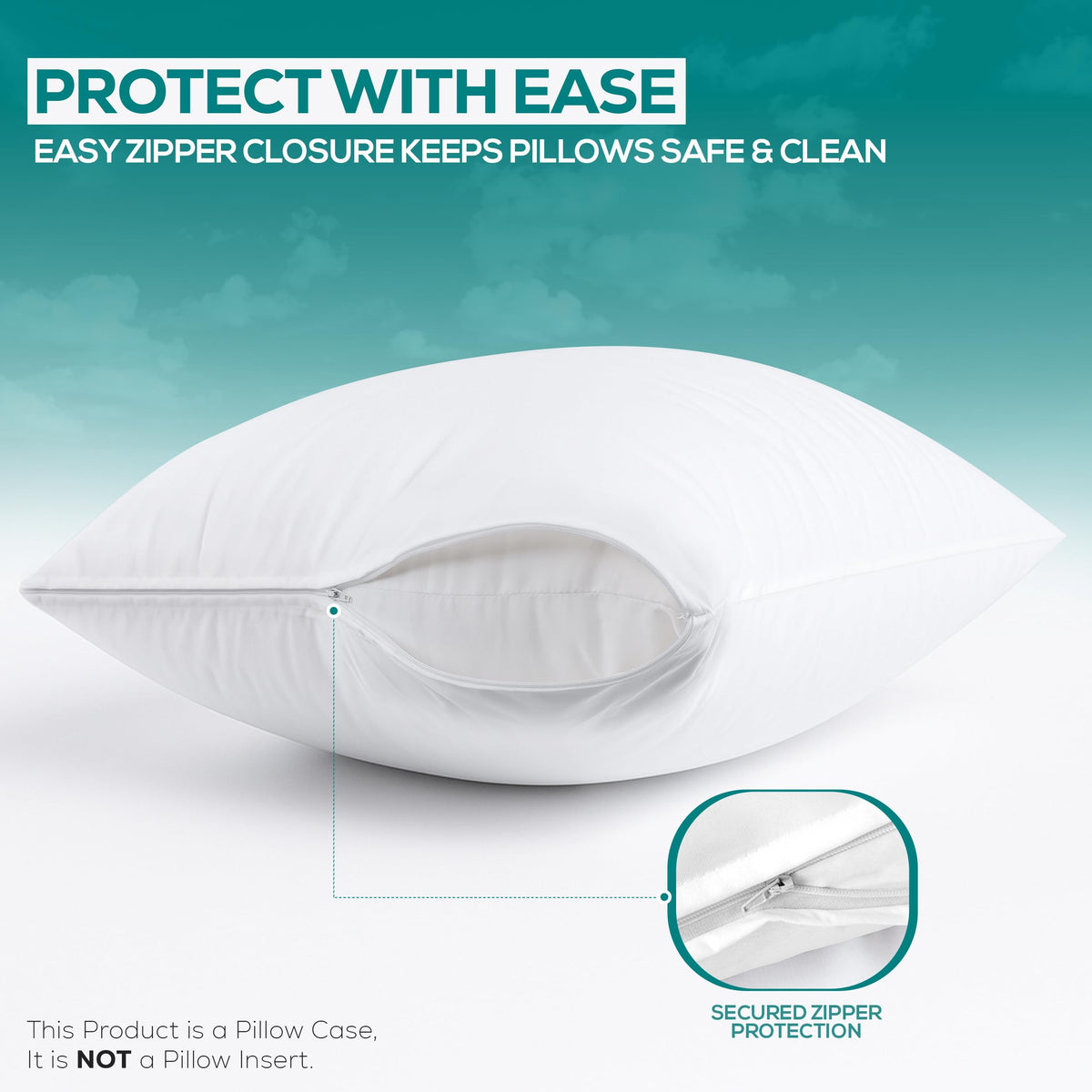 Utopia Bedding Zippered Pillow Protectors, Standard (4 Pack)