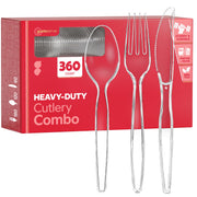 Gusto Heavy Duty Clear Cutlery Combo Pack, 360 Pieces