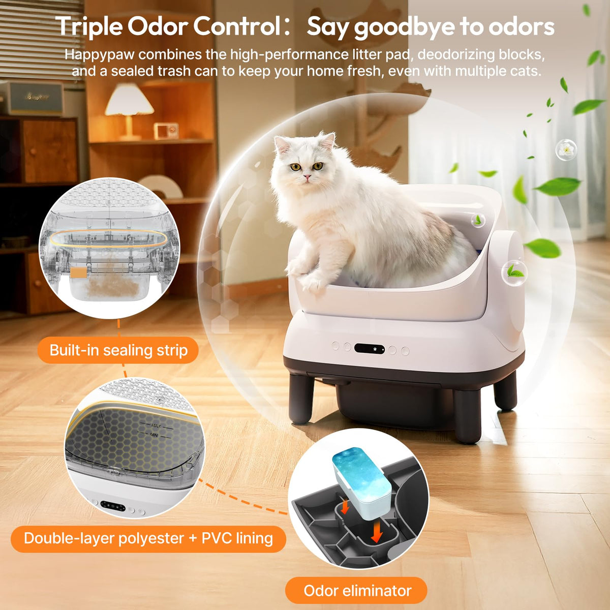 Happypaw Open-Top Self-Cleaning Litter Box with App Control