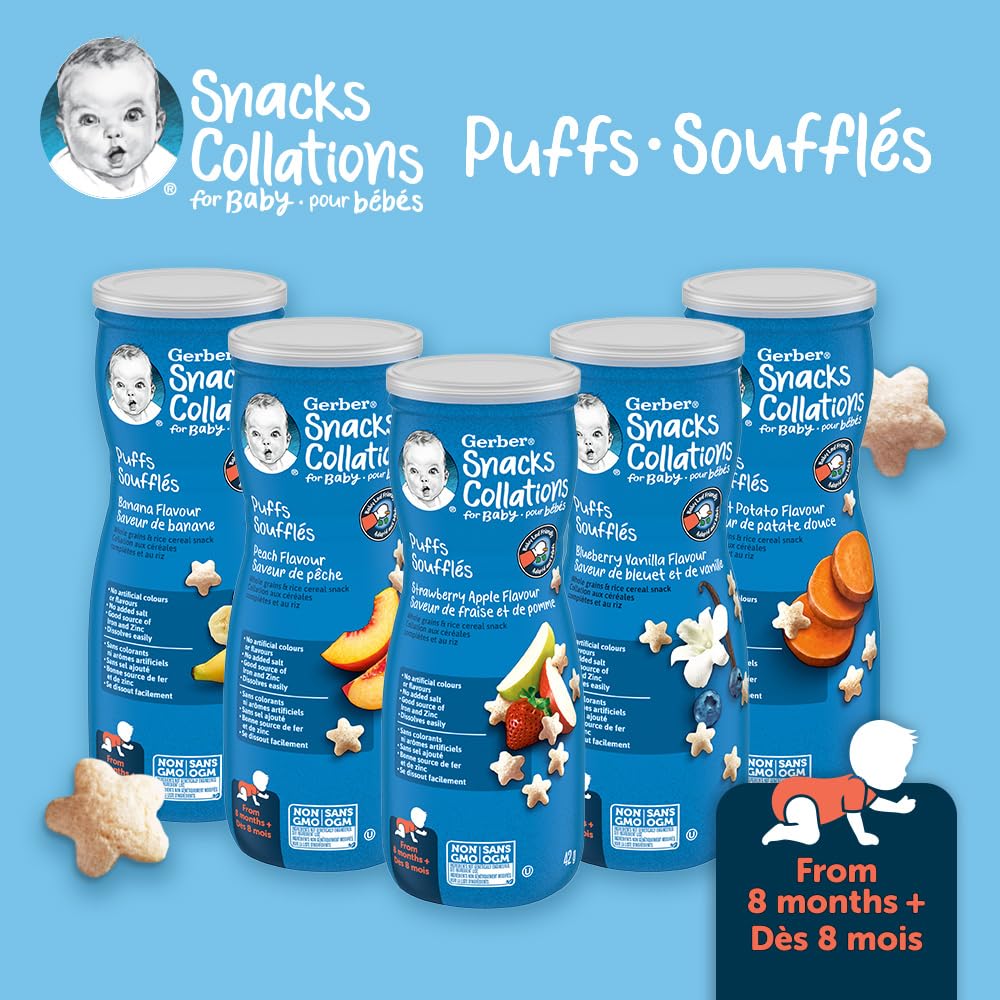 Gerber Puffs Sweet Potato Baby Snacks, 252g, 6 Tubs