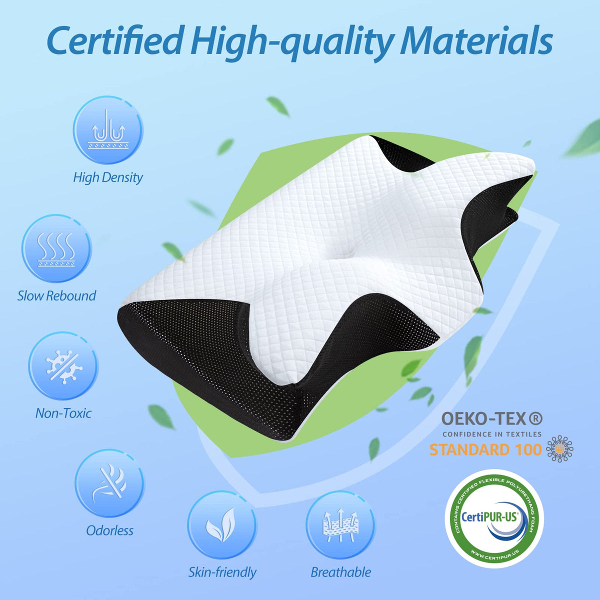 HOMCA Memory Foam Cervical Pillow, Black