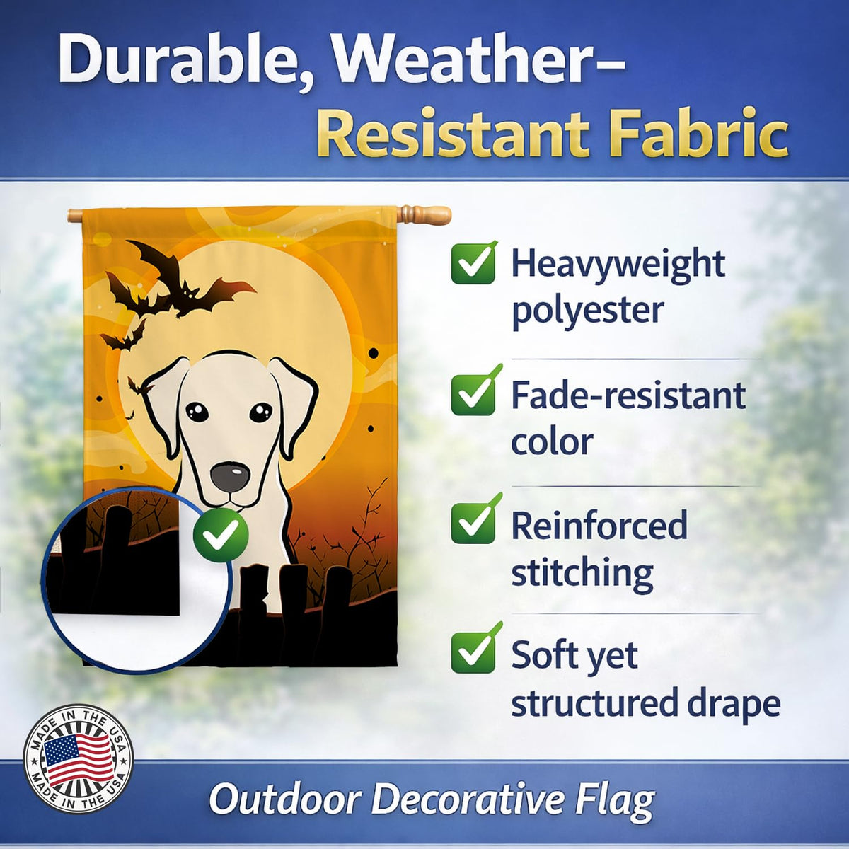 Caroline's Treasures BB1780CHF Halloween Yellow Labrador Canvas House Size Flag