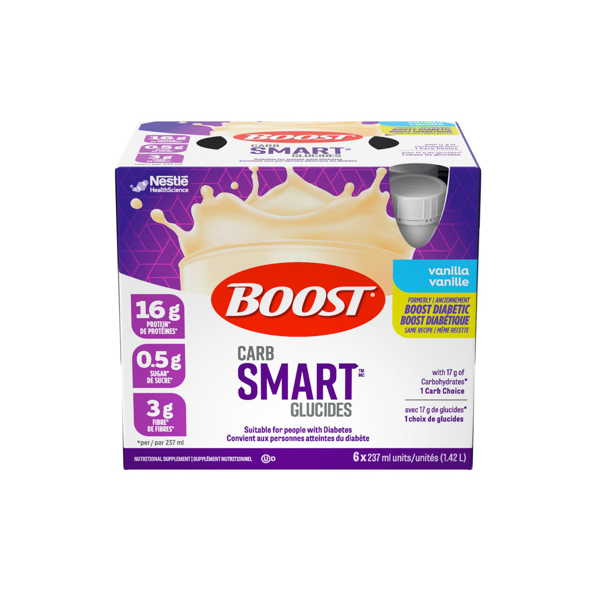 Boost CarbSmart Nutrition Drink, Vanilla, 24 Bottles