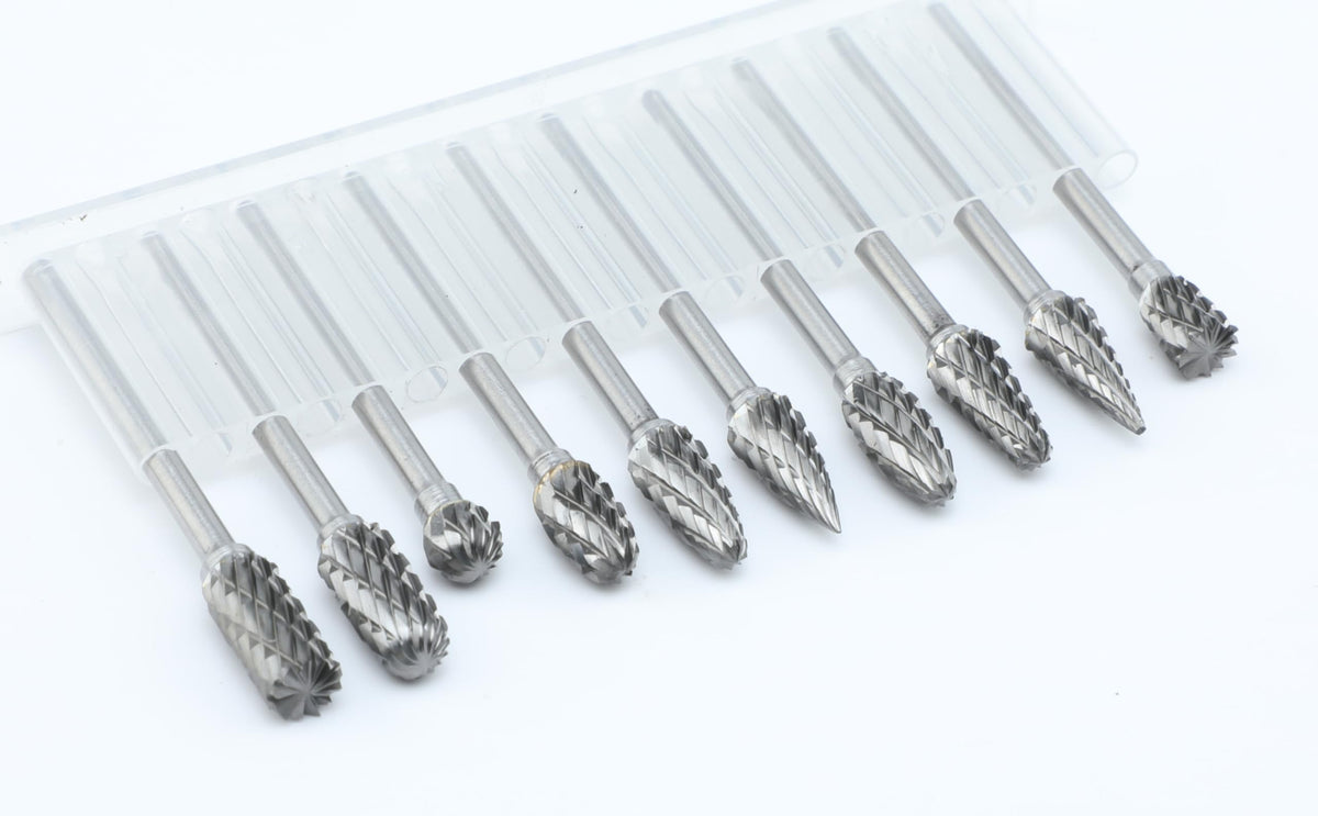 Sworker Carbide Burrs Set, 10Pcs, 1/8" Shank, for Dremel